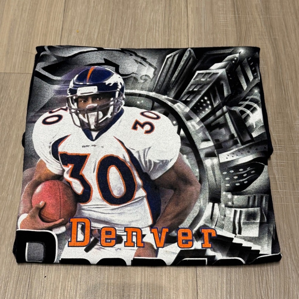 Vintage 1999 Denver Broncos Terrell Davis T Shirt Large Sport Attack NFL